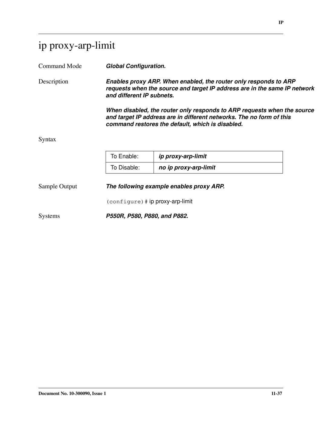 Avaya 106760804 manual Ip proxy-arp-limit, Configure# ip proxy-arp-limit 