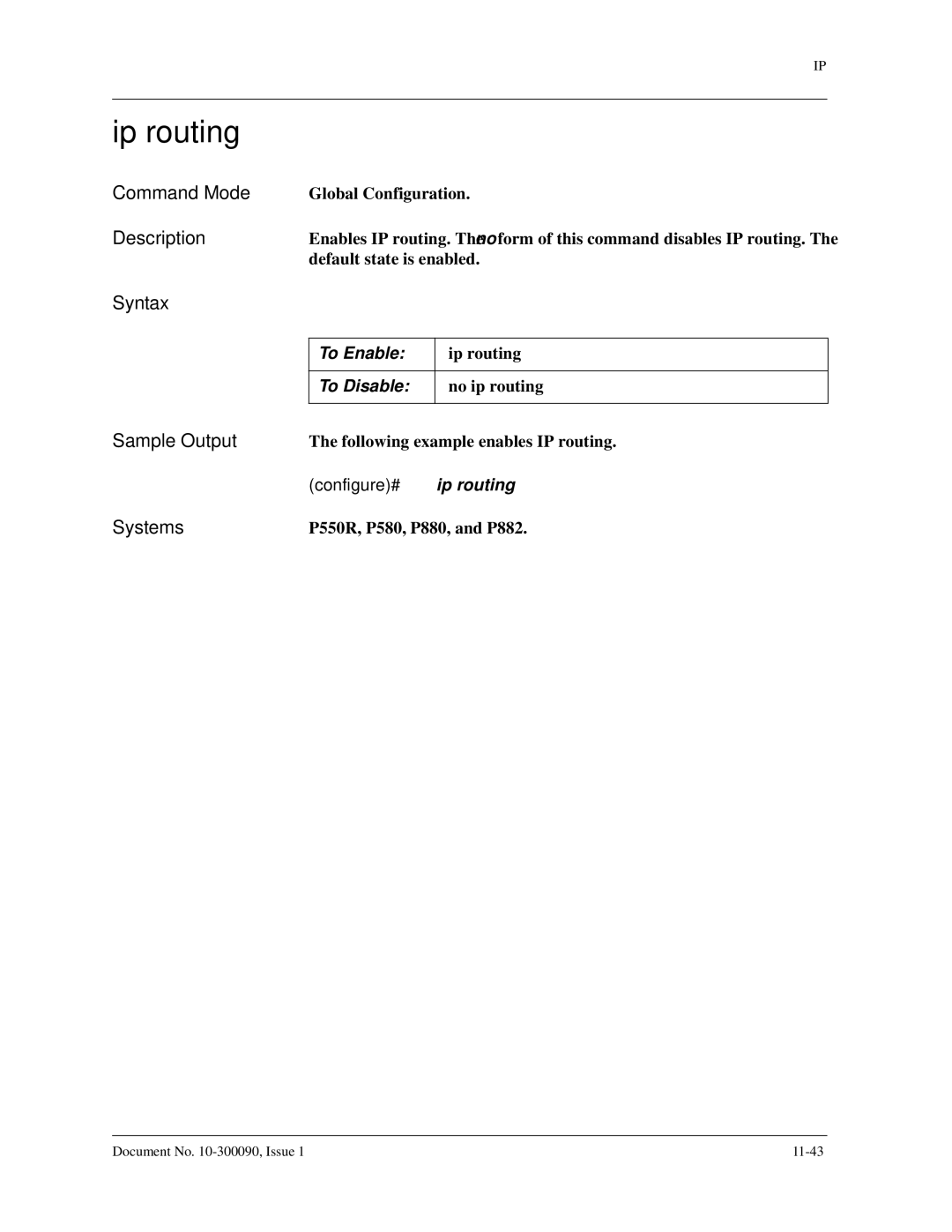 Avaya 106760804 manual Ip routing, To Enable 