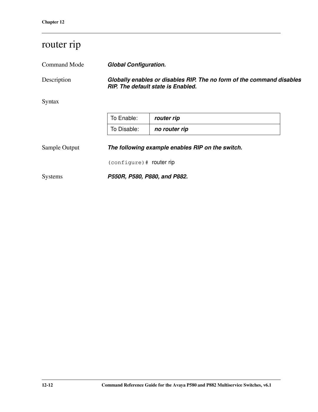 Avaya 106760804 manual Router rip 