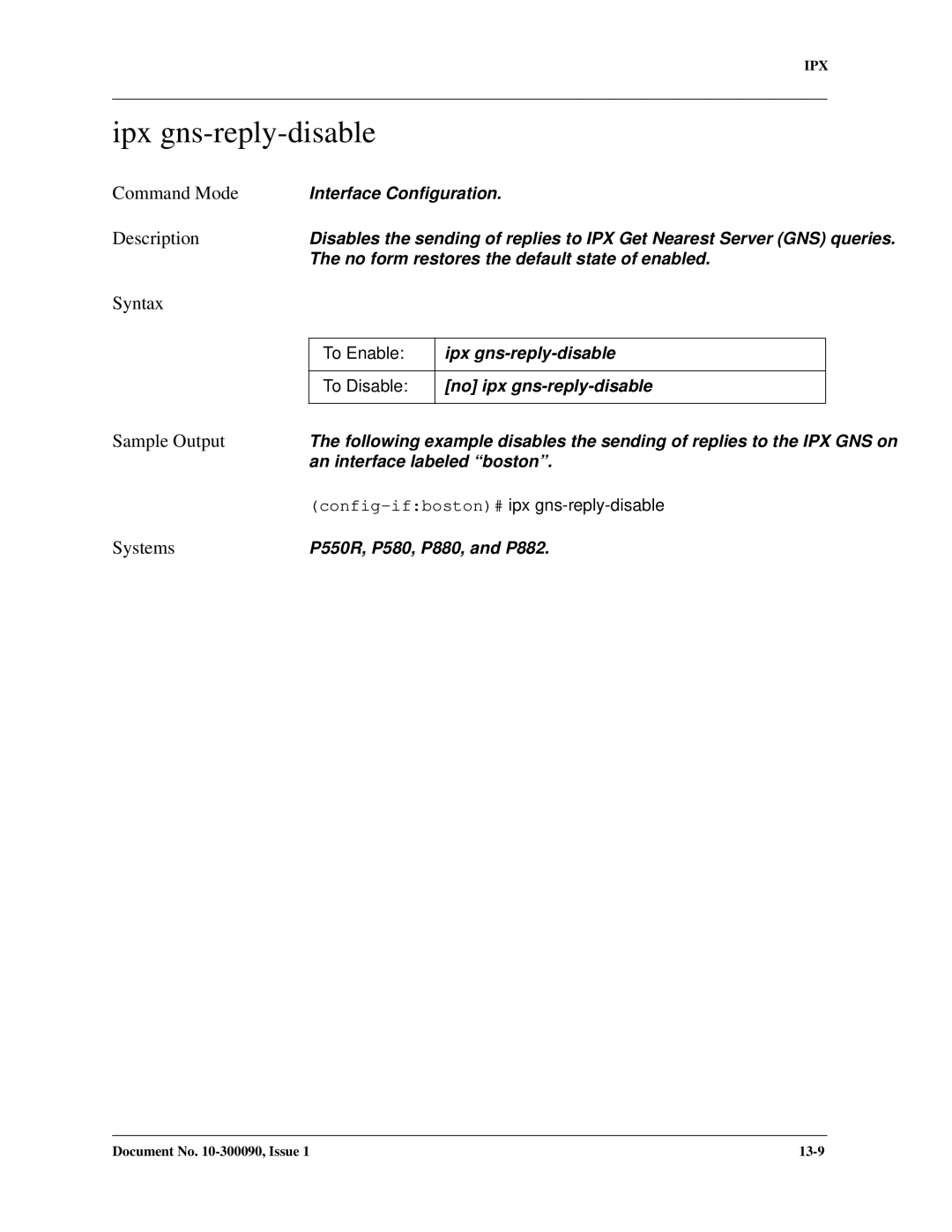 Avaya 106760804 manual Ipx gns-reply-disable, Config-ifboston# ipx gns-reply-disable 