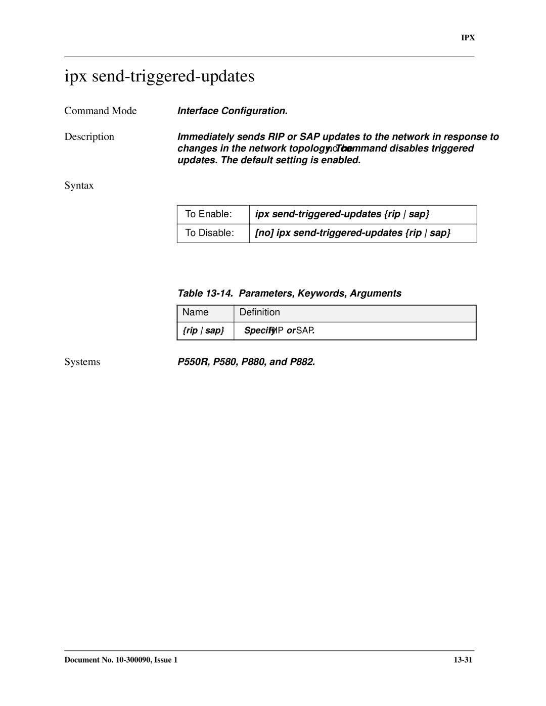 Avaya 106760804 manual Ipx send-triggered-updates, To Enable 