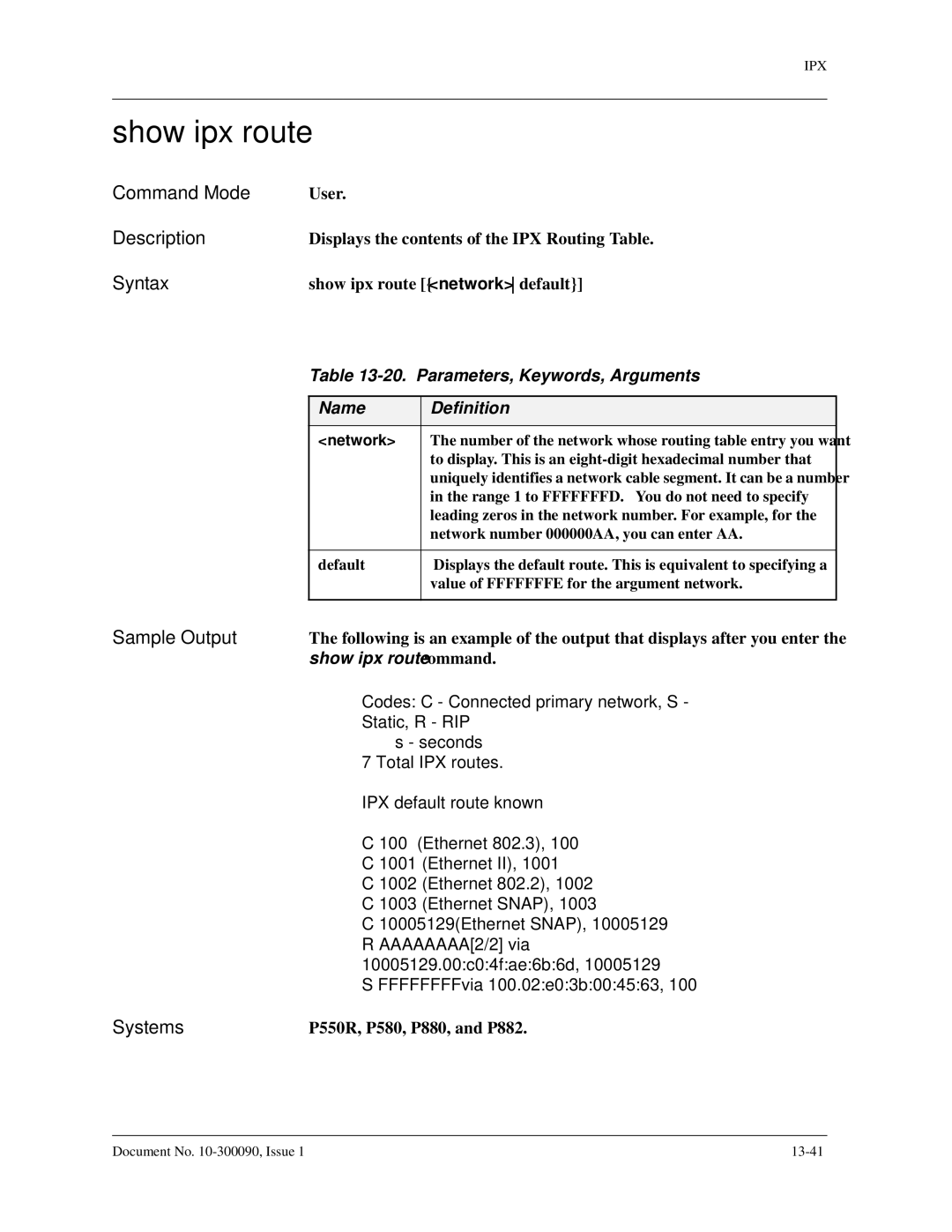 Avaya 106760804 manual Show ipx route command 