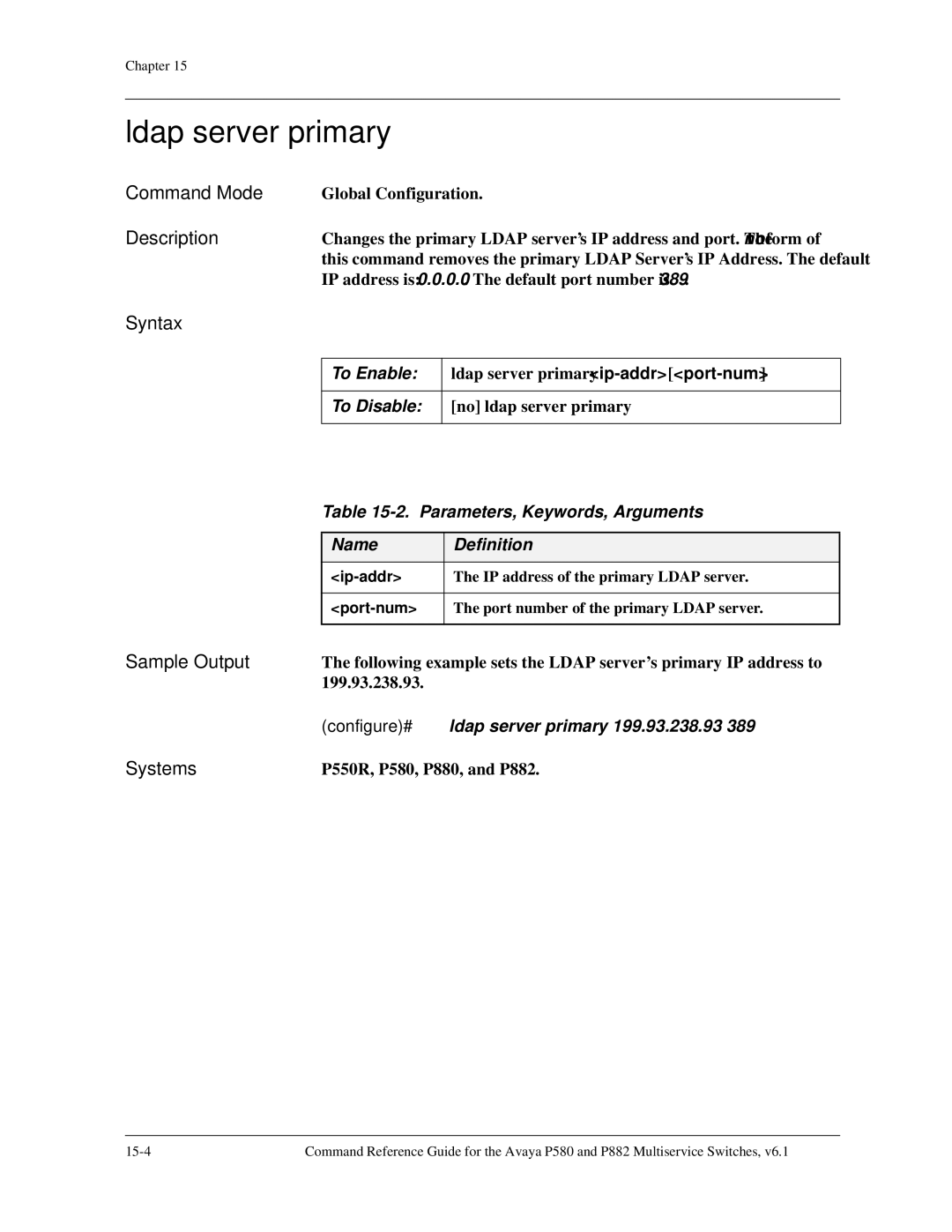 Avaya 106760804 manual Ldap server primary 