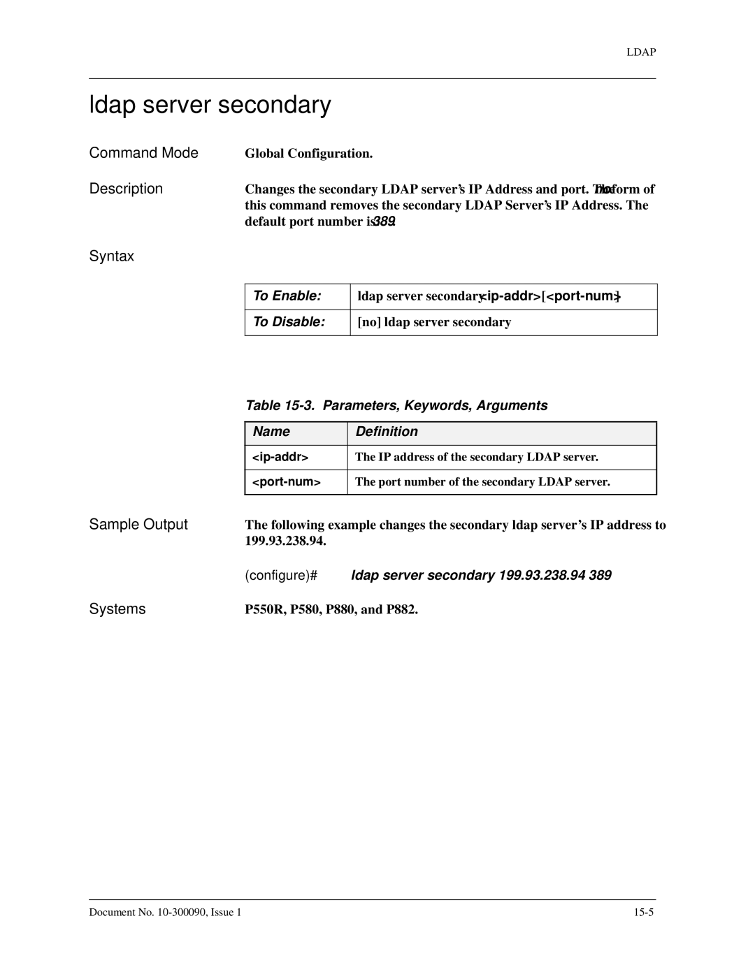 Avaya 106760804 manual Ldap server secondary 