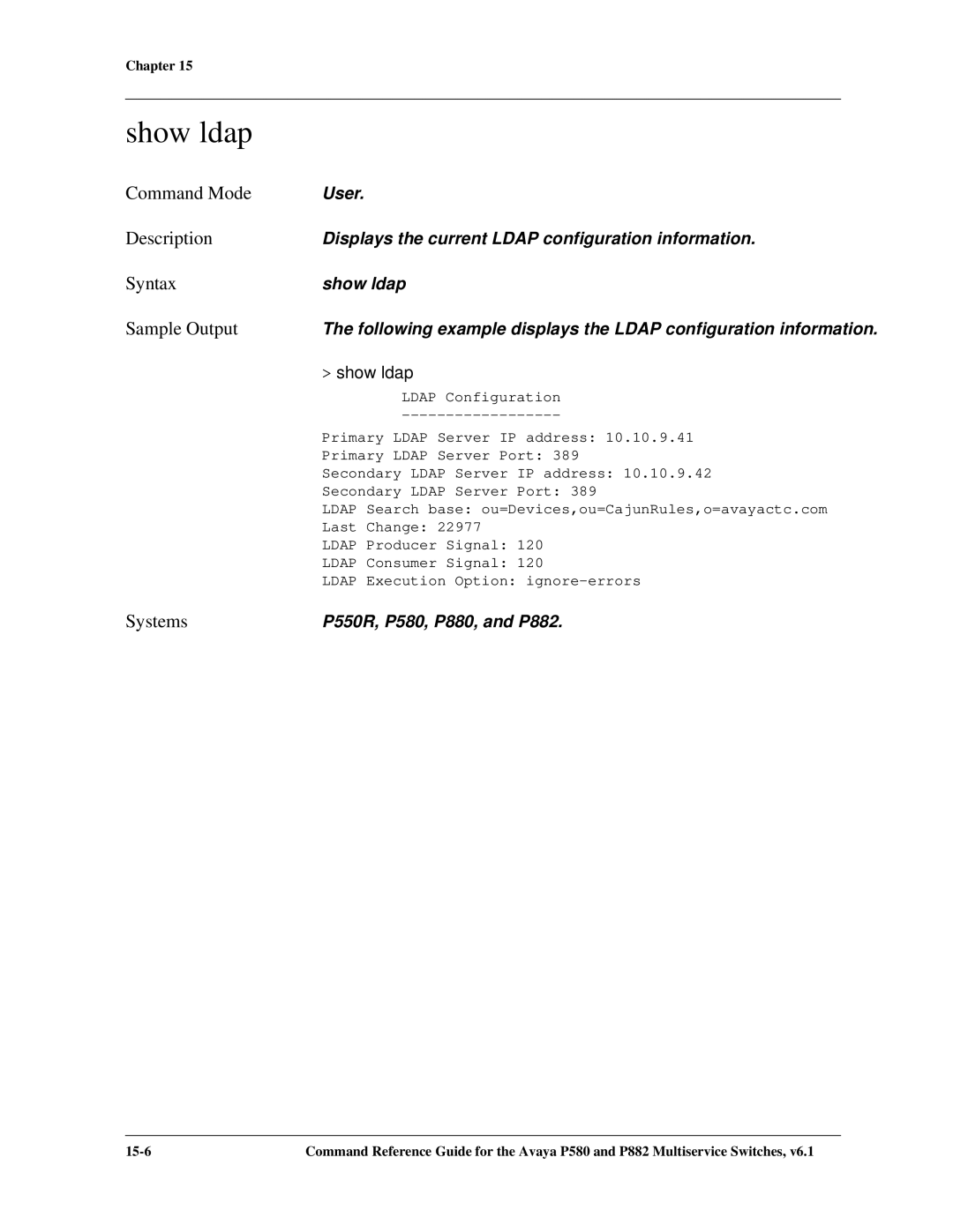 Avaya 106760804 manual Show ldap 