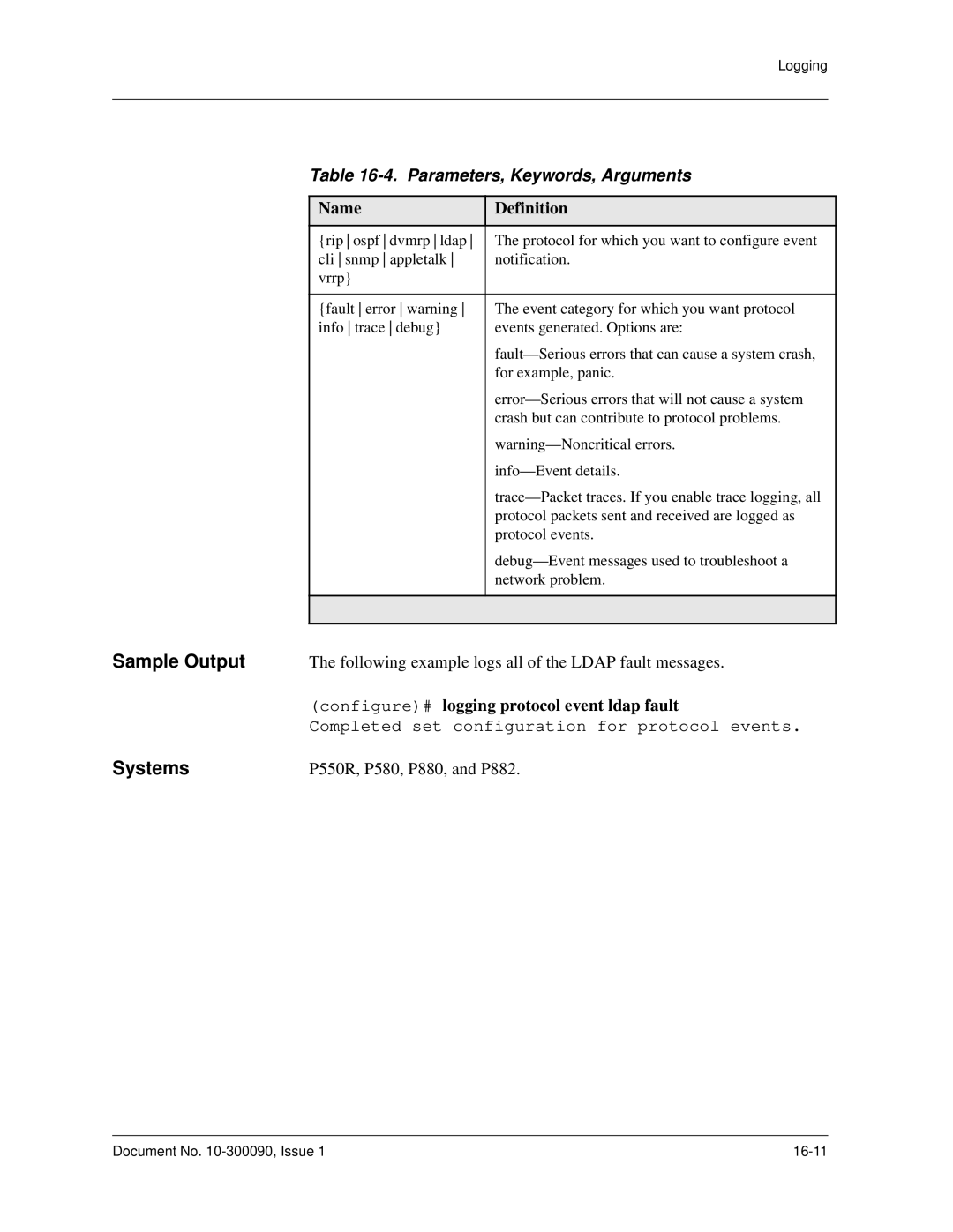 Avaya 106760804 manual Configure# logging protocol event ldap fault 