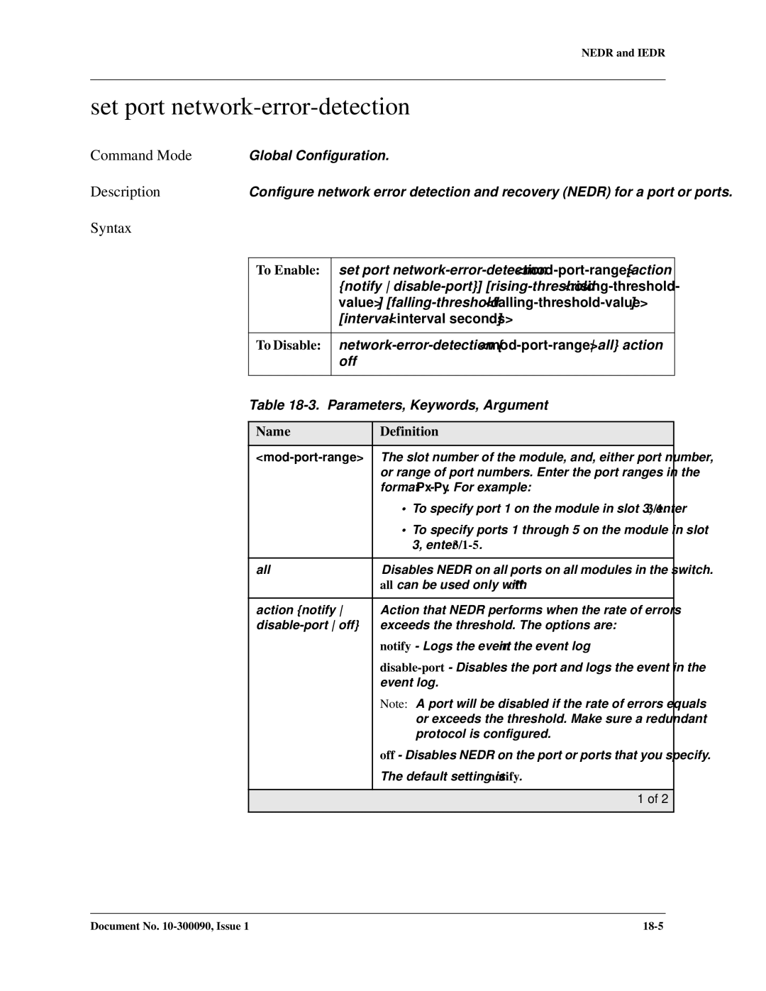 Avaya 106760804 manual Set port network-error-detection 