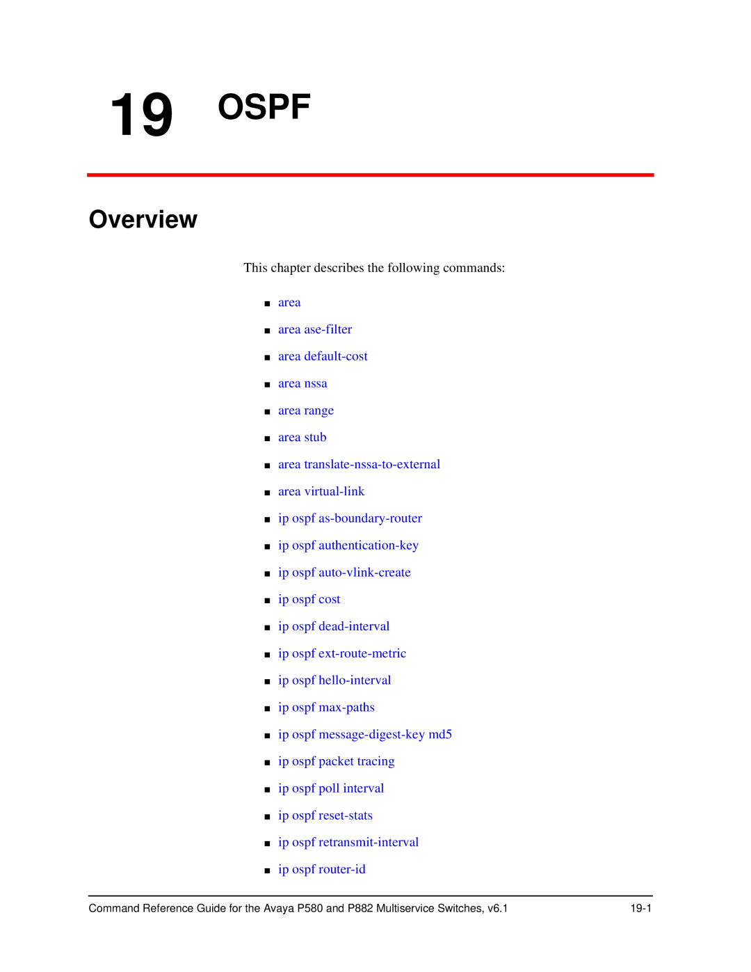 Avaya 106760804 manual Ospf 