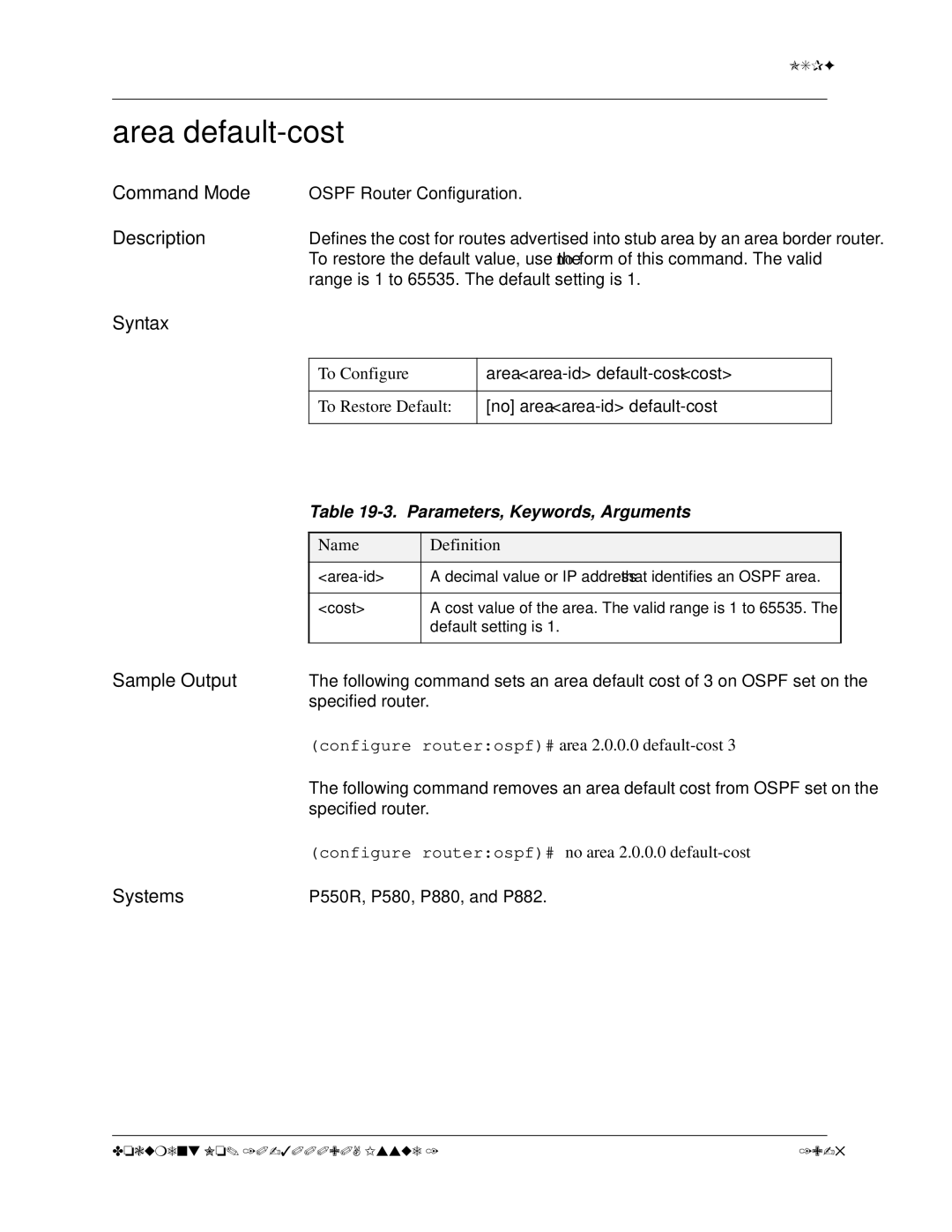 Avaya 106760804 manual Area default-cost, To Configure 