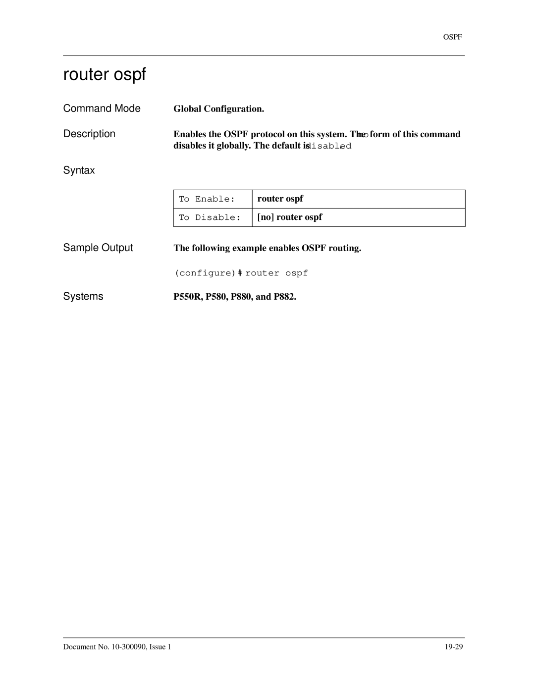 Avaya 106760804 manual Router ospf 