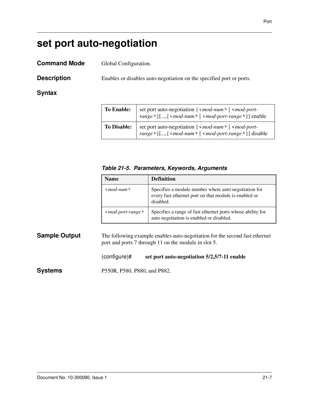 Avaya 106760804 manual Set port auto-negotiation 