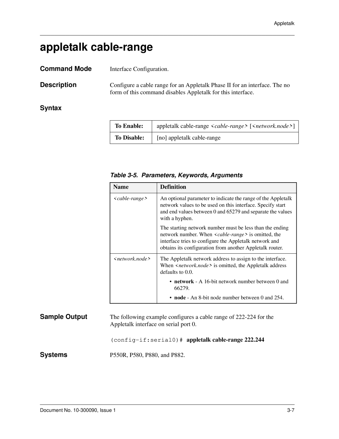 Avaya 106760804 manual Appletalk cable-range, Sample Output 