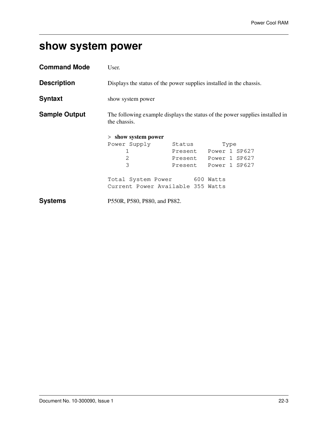 Avaya 106760804 manual Show system power 