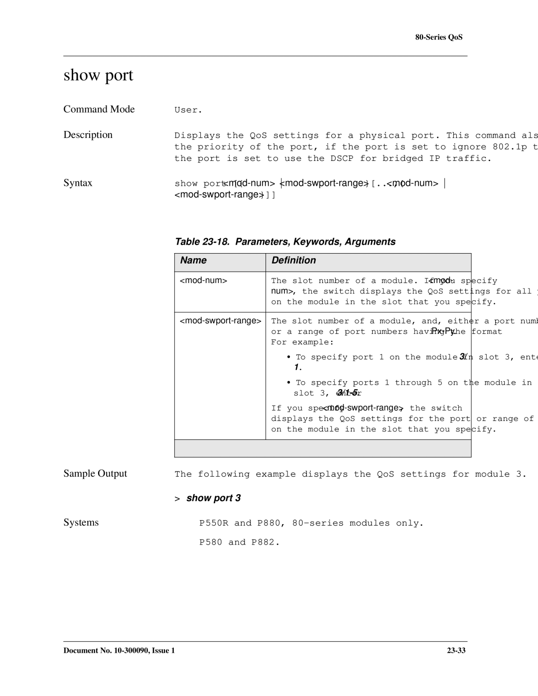 Avaya 106760804 manual Show port 