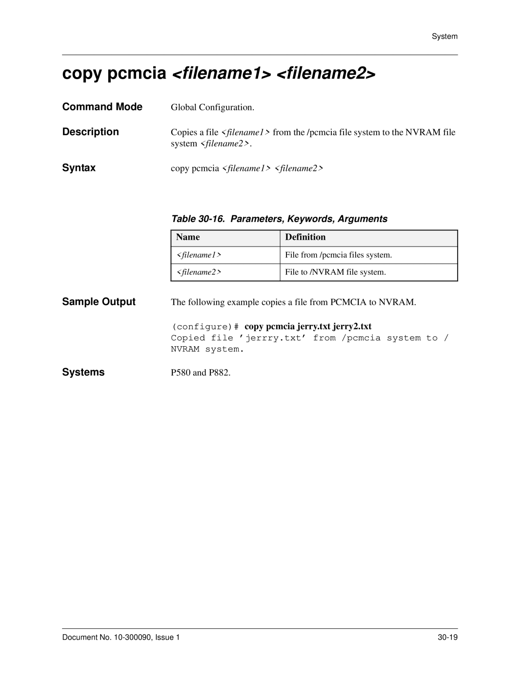 Avaya 106760804 manual Copy pcmcia filename1 filename2 