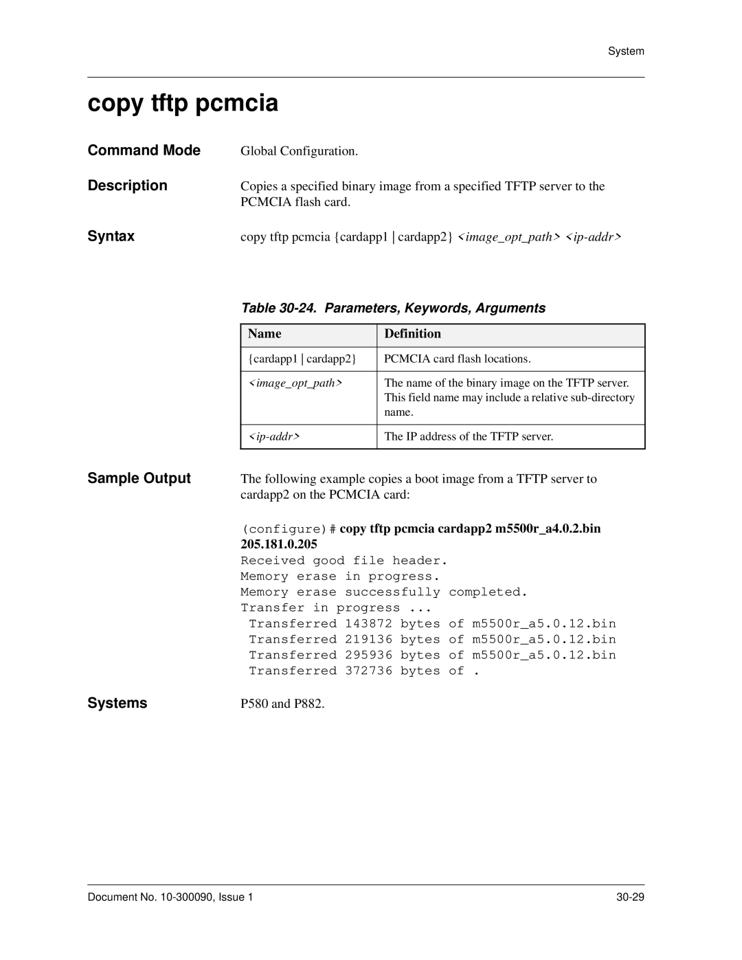 Avaya 106760804 manual Copy tftp pcmcia, Configure# copy tftp pcmcia cardapp2 m5500ra4.0.2.bin 