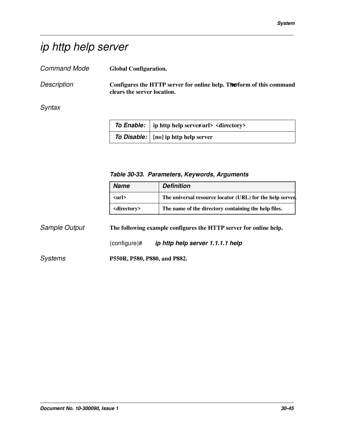 Avaya 106760804 manual Ip http help server, Parameters, Keywords, Arguments 