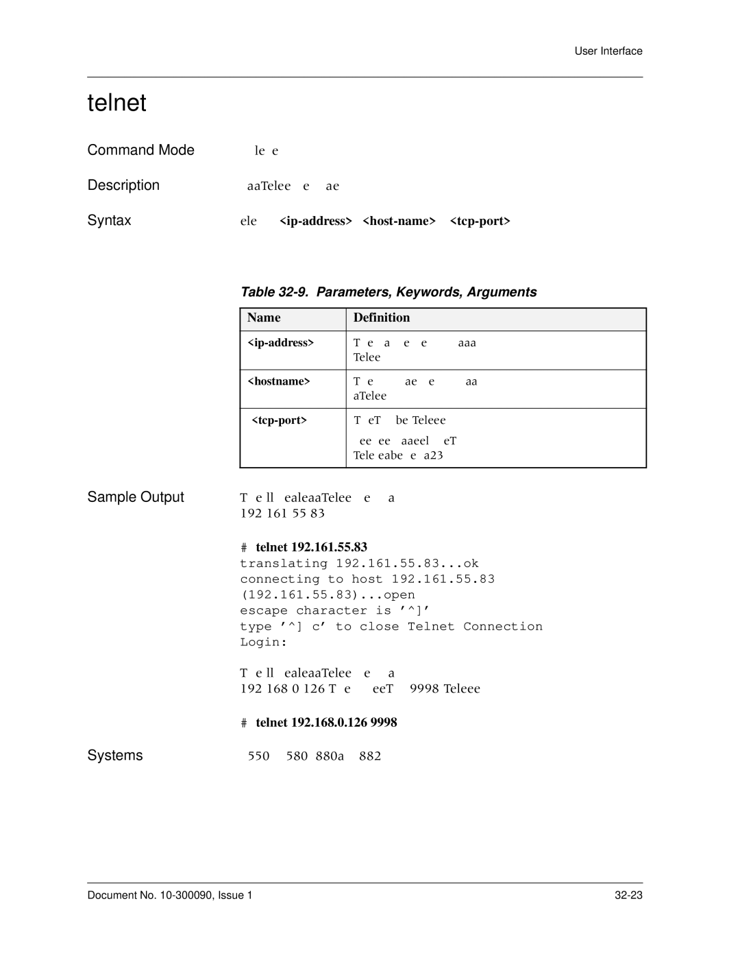 Avaya 106760804 manual Telnet, # telnet 192.168.0.126 