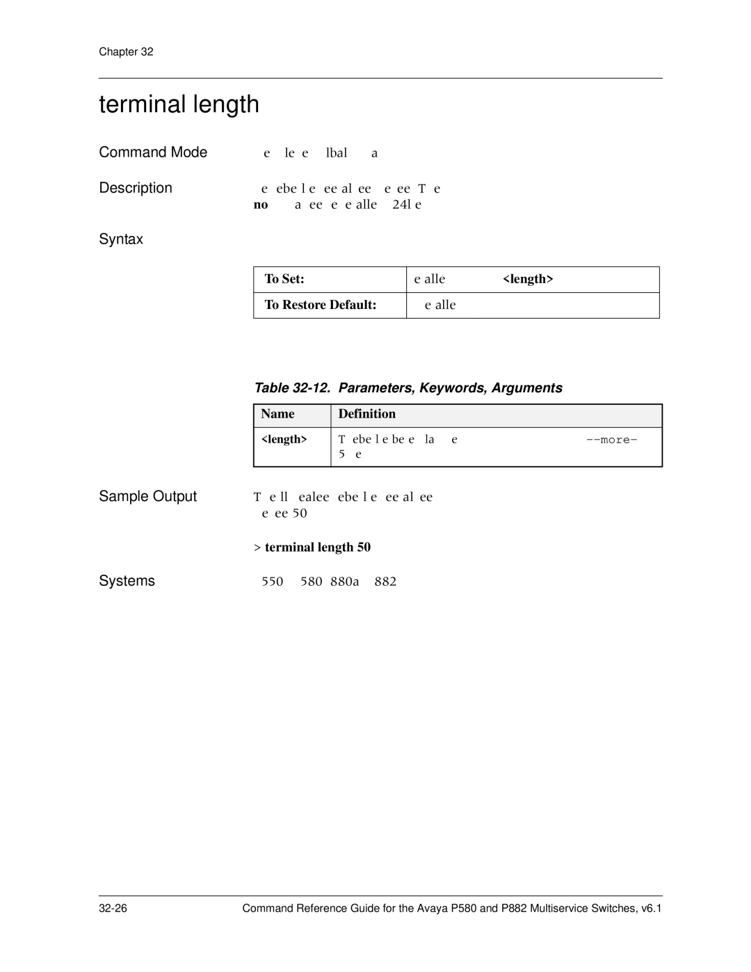 Avaya 106760804 manual Terminal length, To Set 