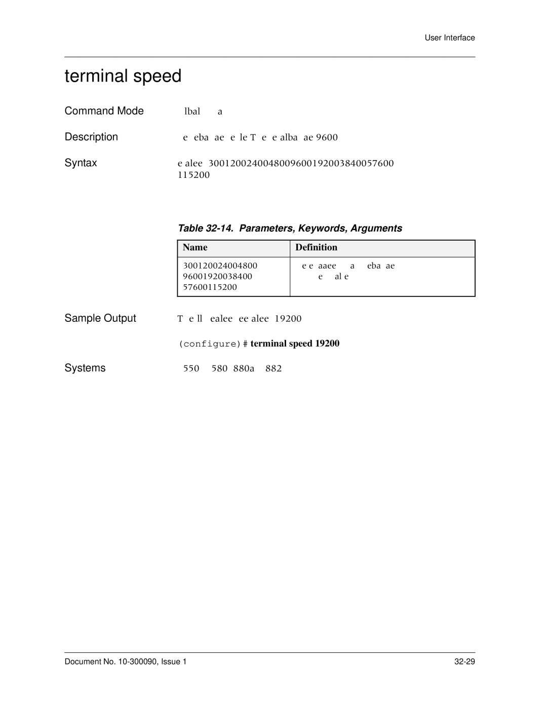 Avaya 106760804 manual Terminal speed, Configure# terminal speed 