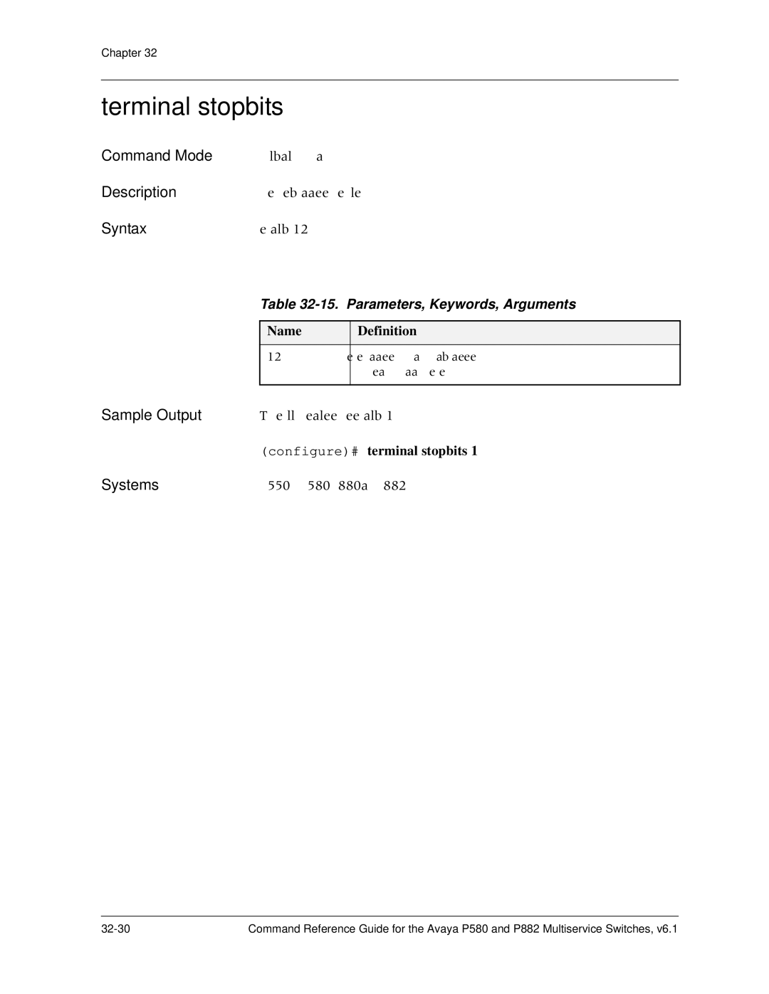 Avaya 106760804 manual Terminal stopbits 1, Configure# terminal stopbits 