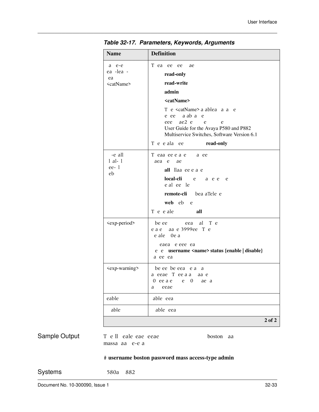 Avaya 106760804 manual CatName, User Guide for the Avaya P580 and P882, Exp-period, Exp-warning 