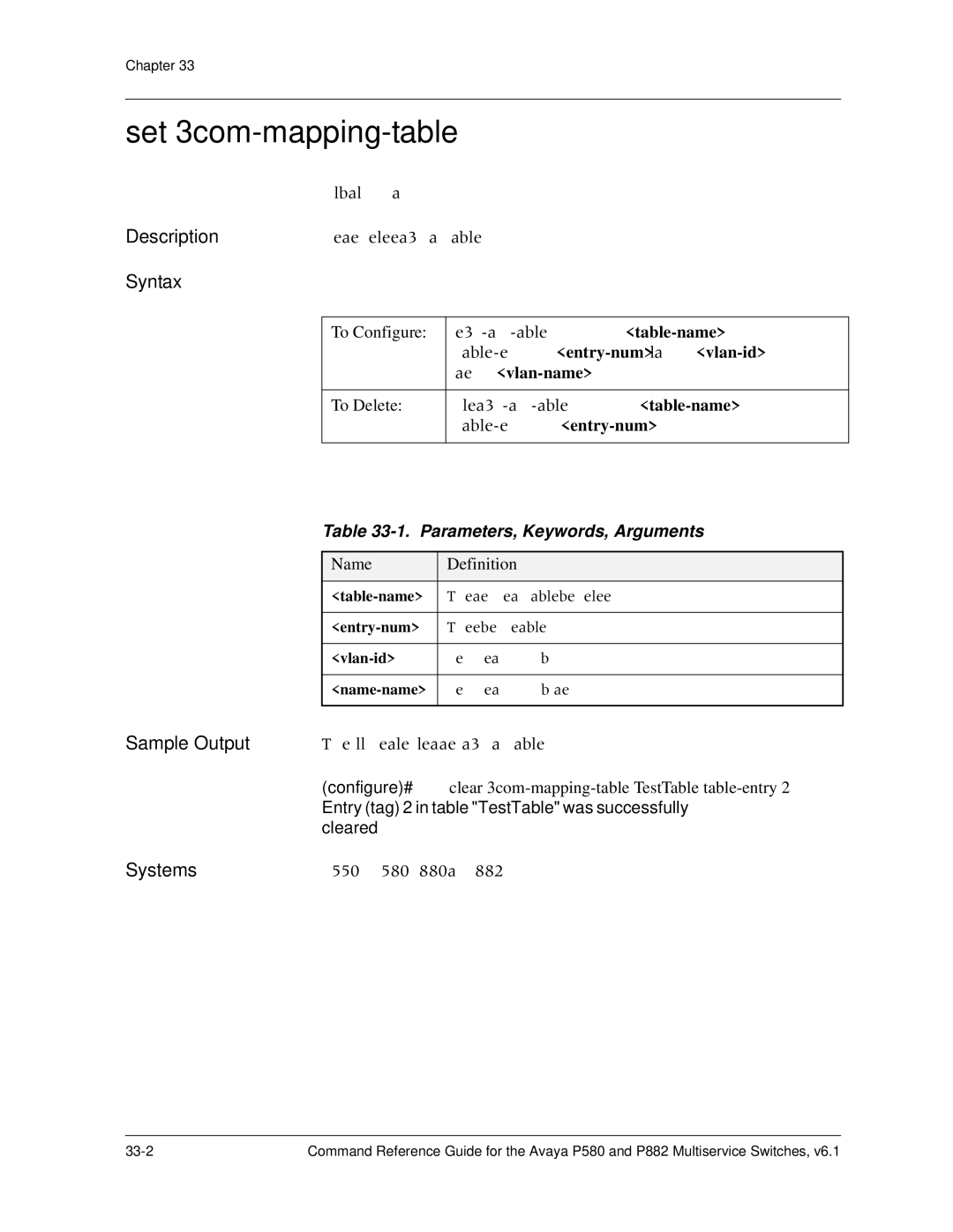 Avaya 106760804 manual Set 3com-mapping-table, To Configure 