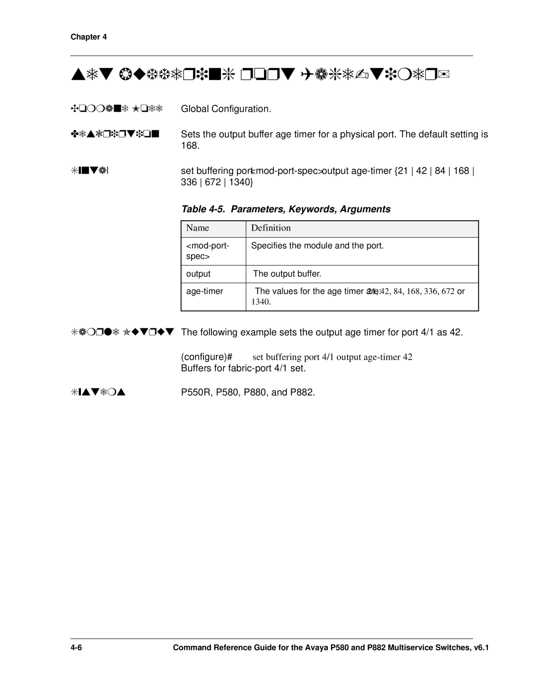 Avaya 106760804 manual Set buffering port age-timer 