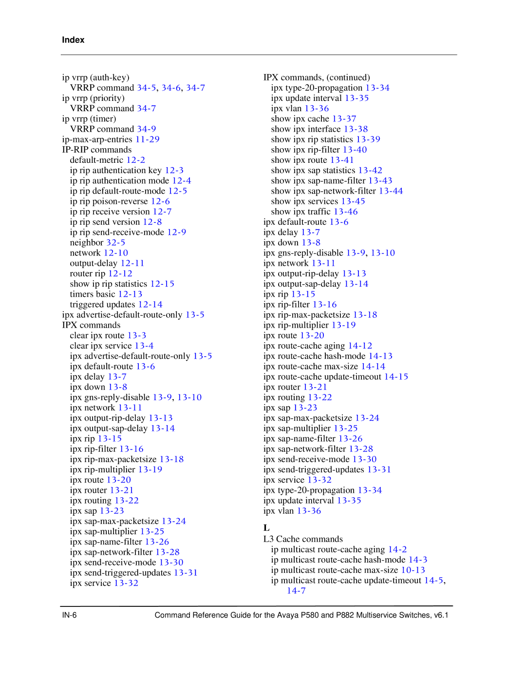 Avaya 106760804 manual IN-6 