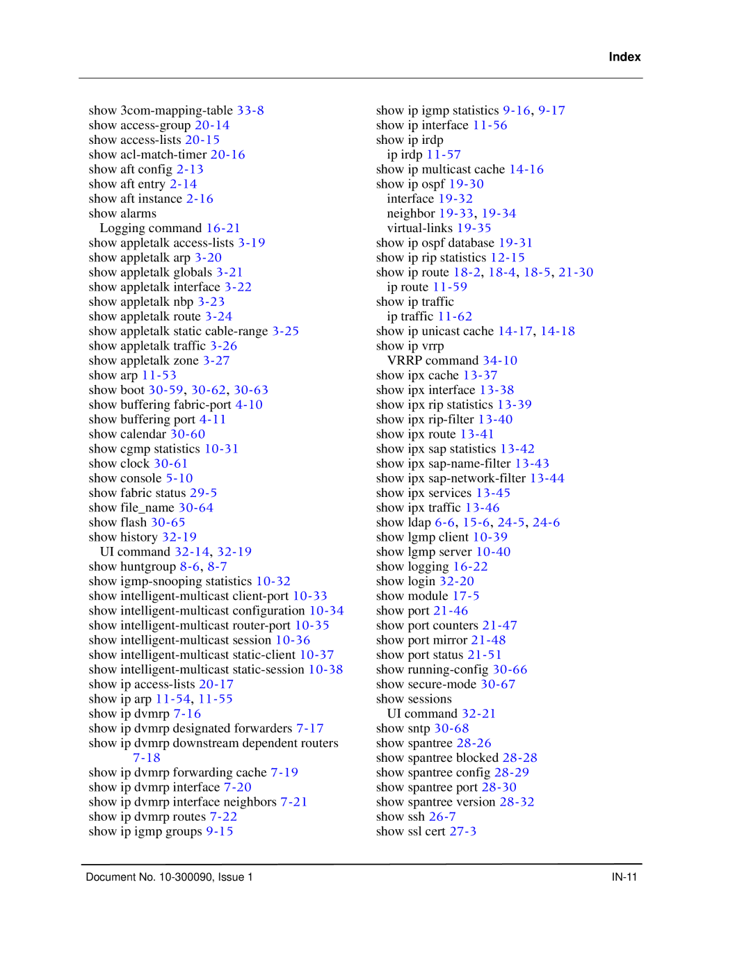 Avaya 106760804 manual Show ip route 18-2,18-4,18-5,21-30ip route 