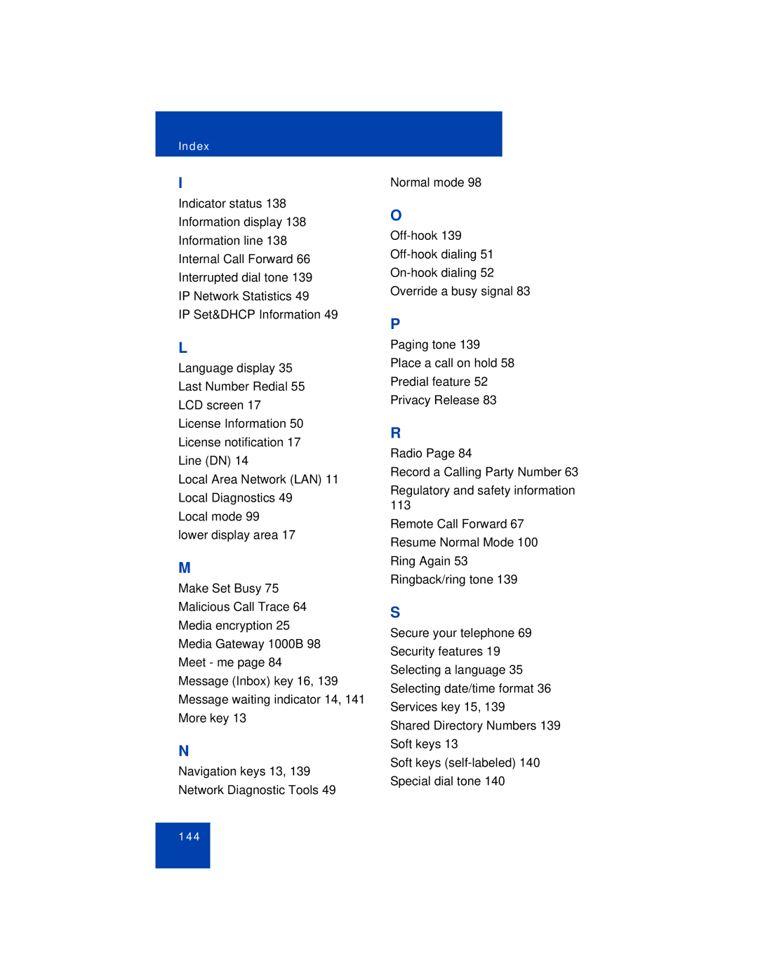 Avaya 1110 manual 144 