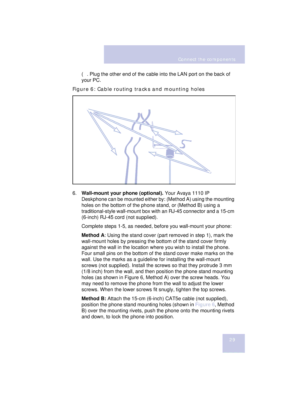 Avaya 1110 manual Cable routing tracks and mounting holes 