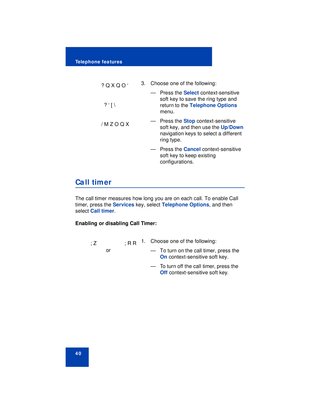 Avaya 1110 manual Call timer, Enabling or disabling Call Timer 