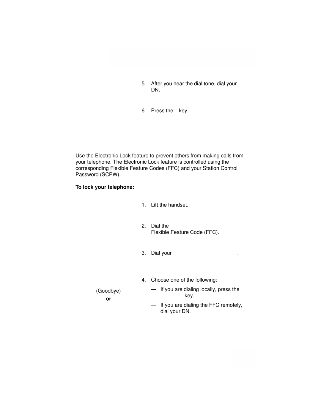 Avaya 1110 manual Securing your telephone, To lock your telephone 