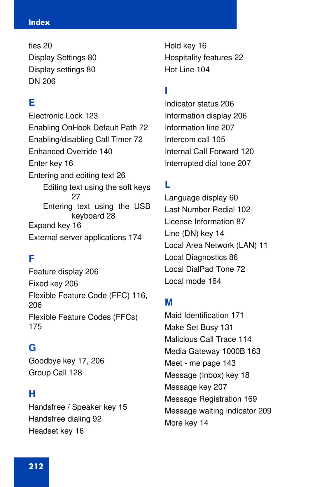 Avaya 1120E manual 212 