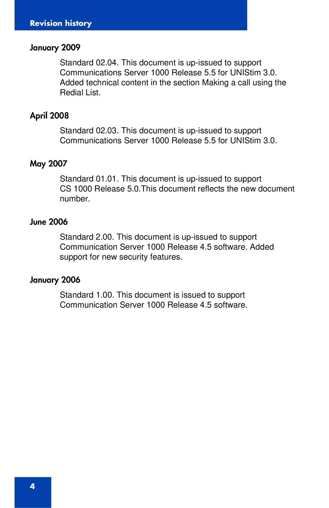 Avaya 1120E manual Revision history 