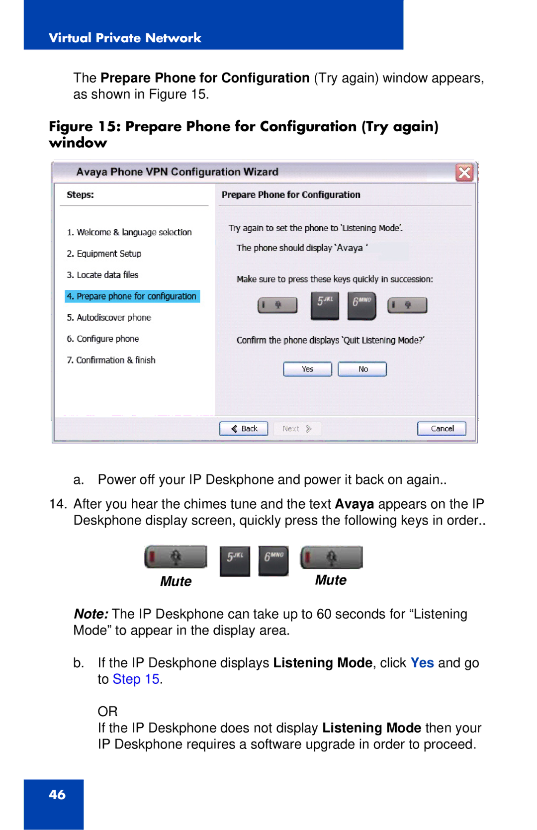 Avaya 1120E manual Prepare Phone for Configuration Try again window 