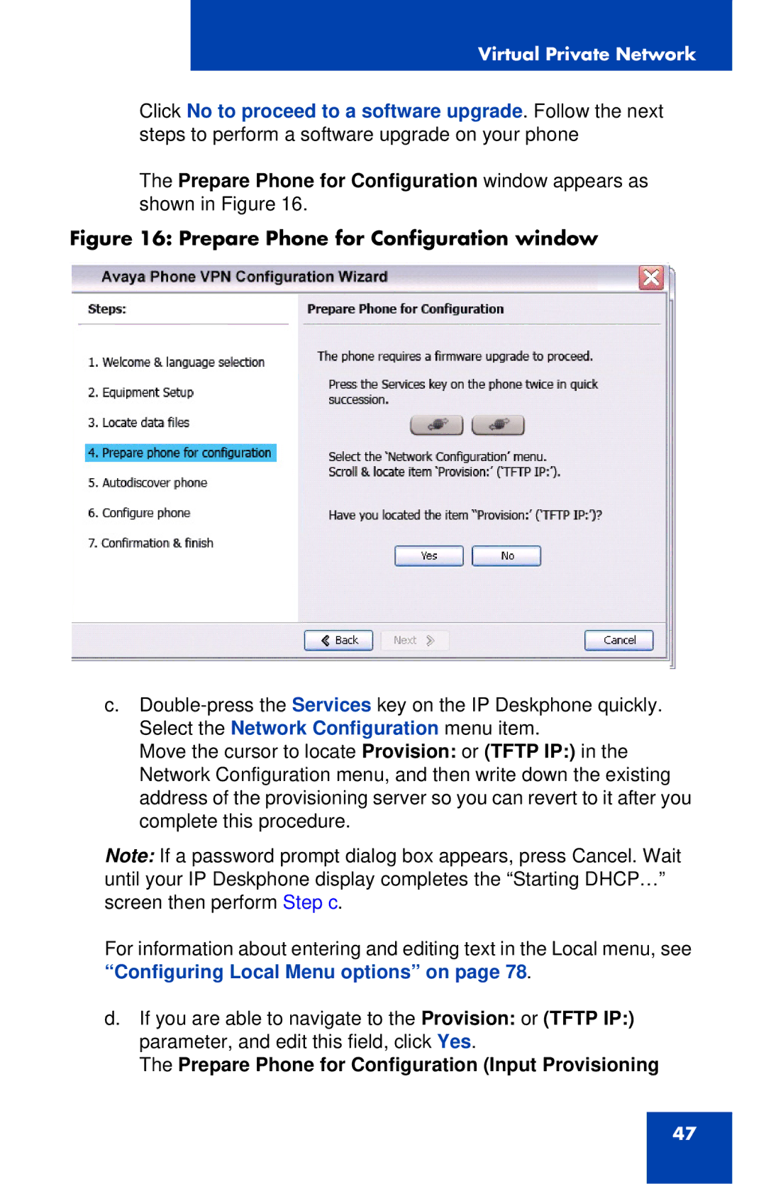 Avaya 1120E manual Prepare Phone for Configuration Input Provisioning 