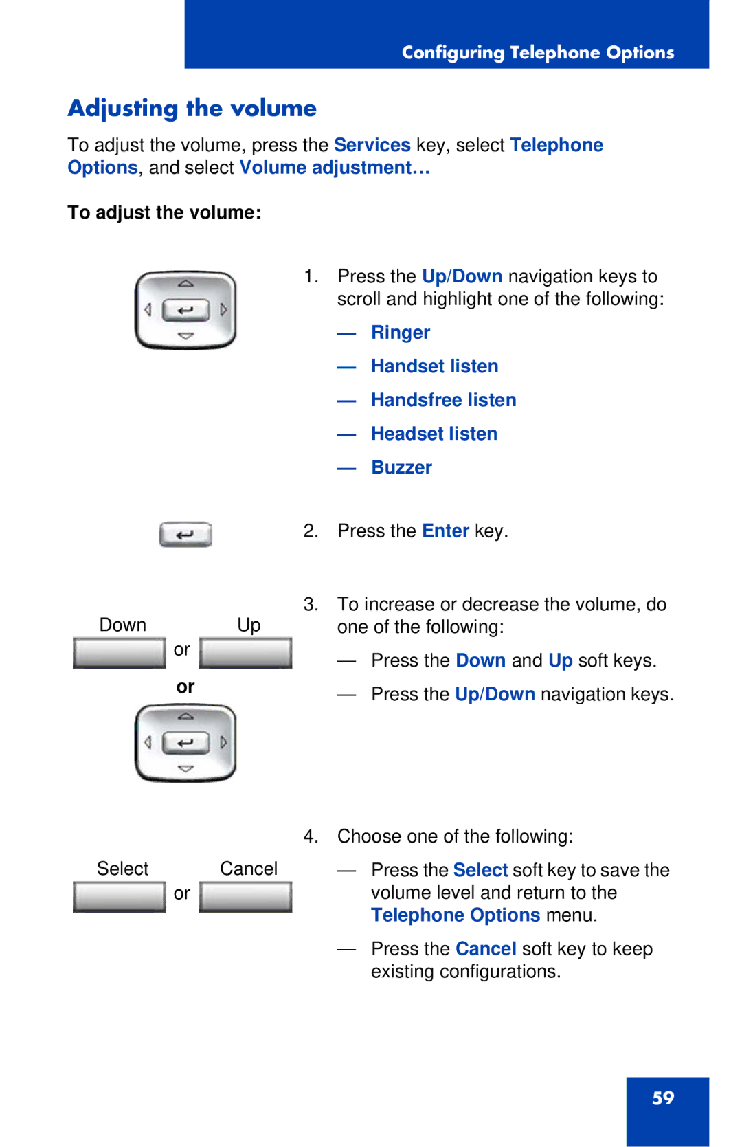 Avaya 1120E manual Adjusting the volume 