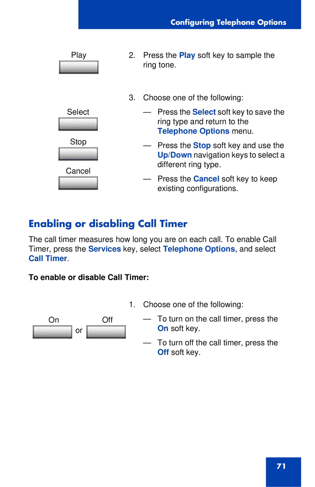 Avaya 1120E manual Enabling or disabling Call Timer, To enable or disable Call Timer 