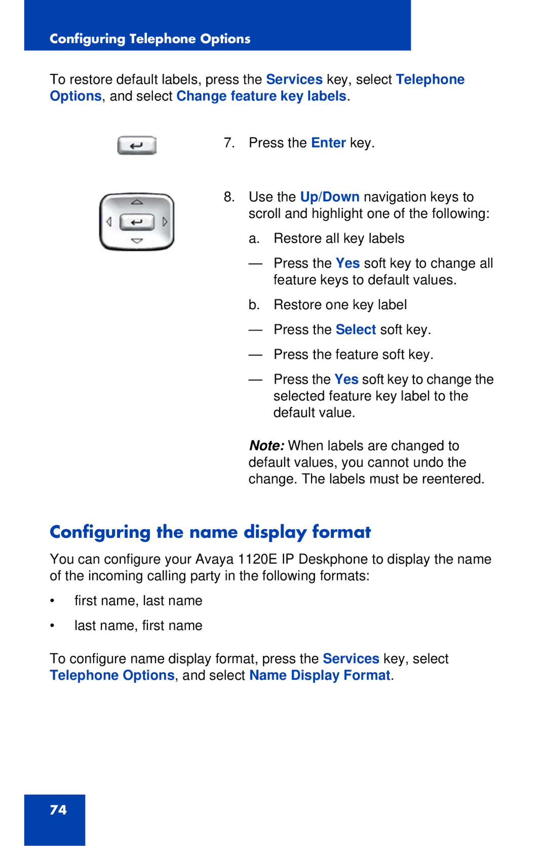 Avaya 1120E manual Configuring the name display format 