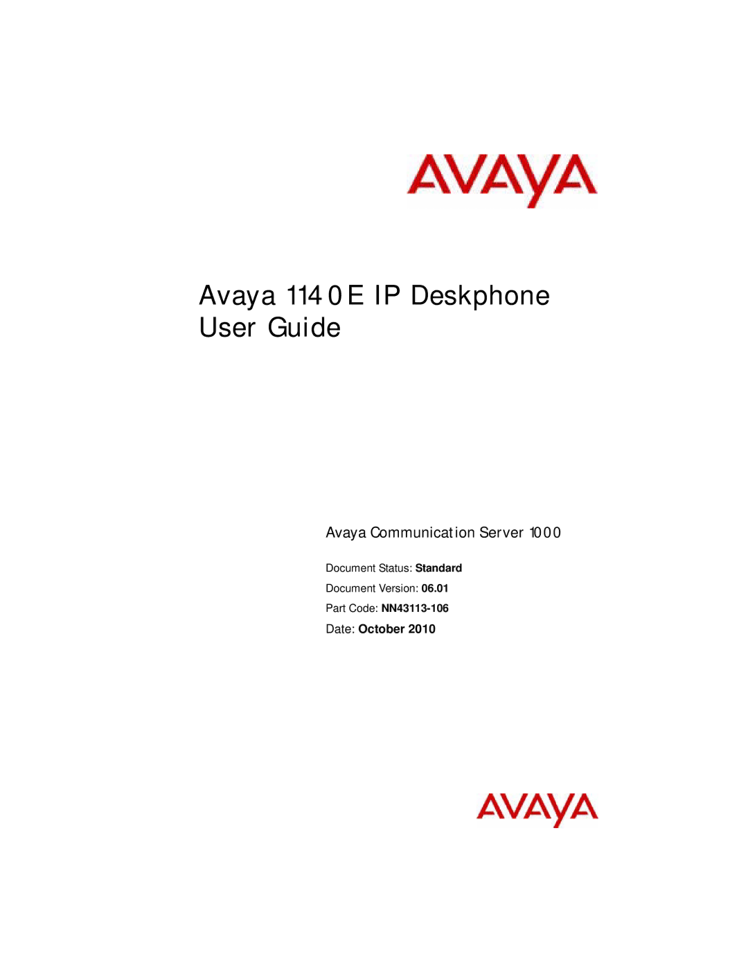 Avaya manual Avaya 1140E IP Deskphone User Guide, Date October 