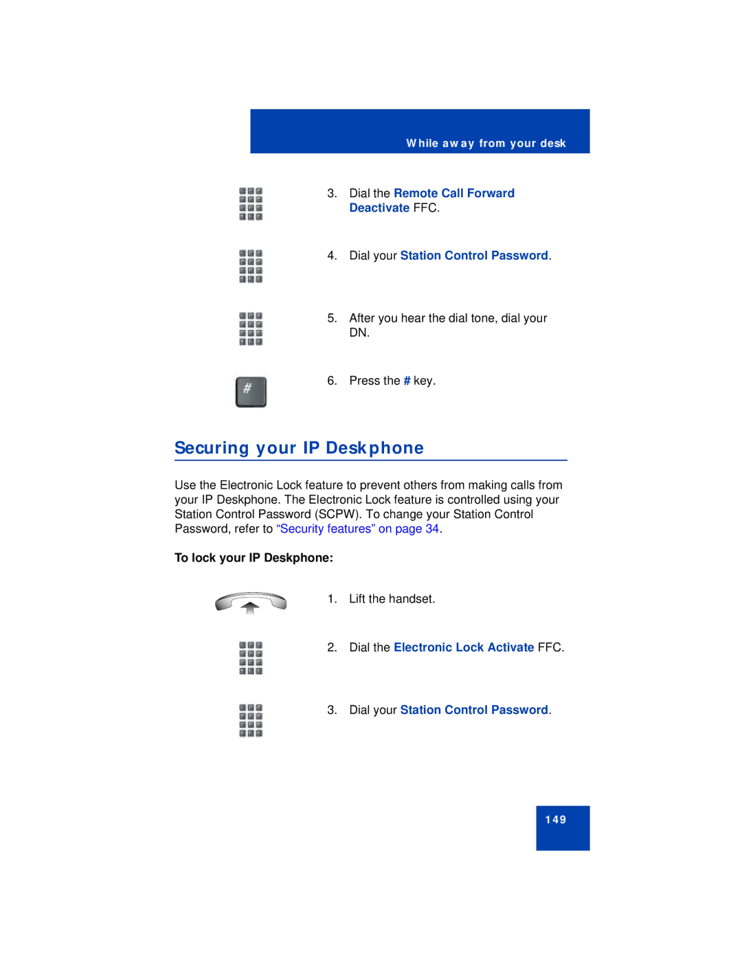 Avaya 1140E manual Securing your IP Deskphone, To lock your IP Deskphone 