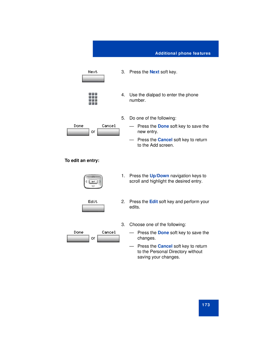 Avaya 1140E manual To edit an entry 