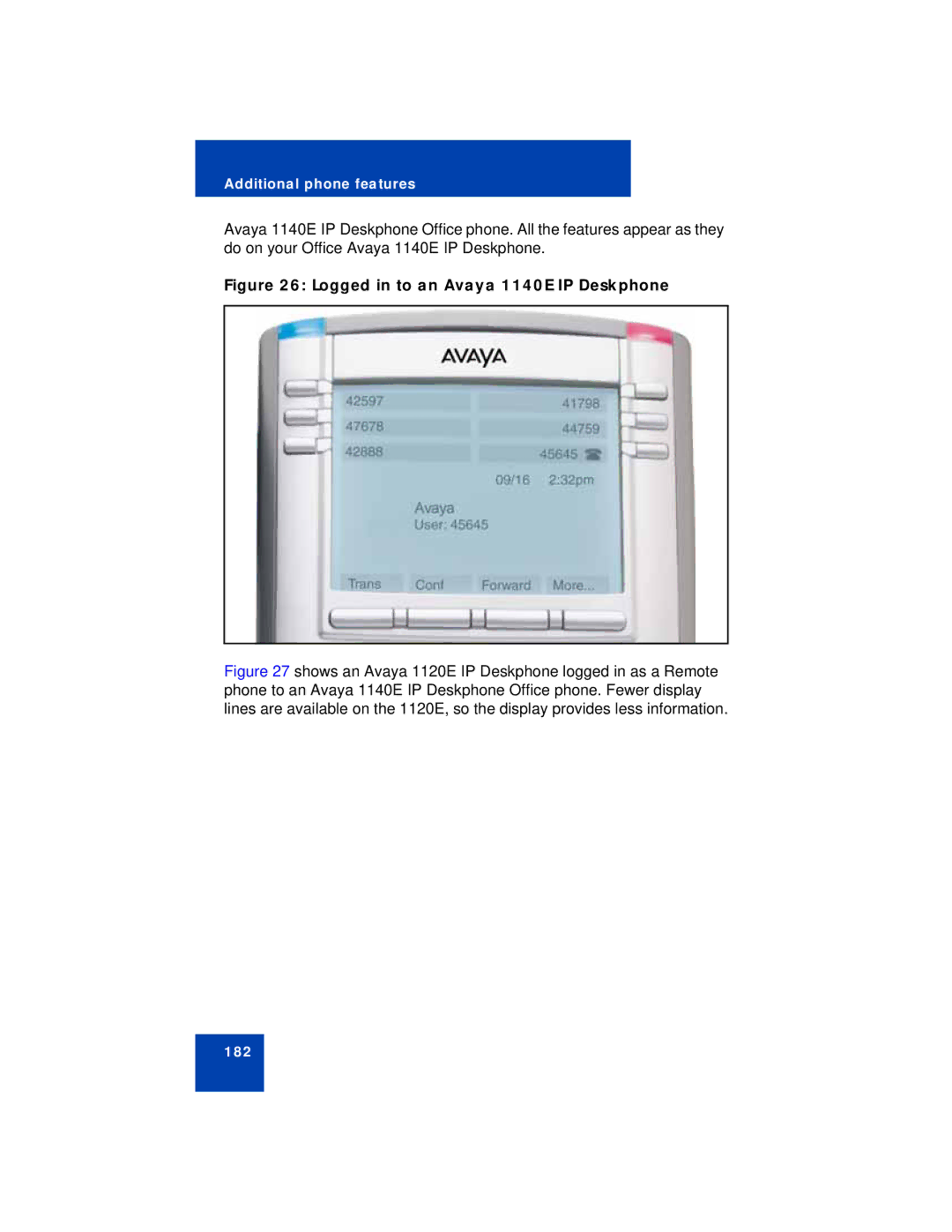 Avaya manual Logged in to an Avaya 1140E IP Deskphone 