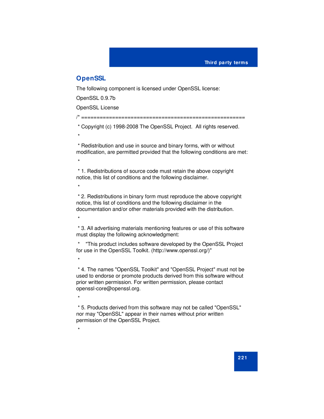 Avaya 1140E manual OpenSSL 