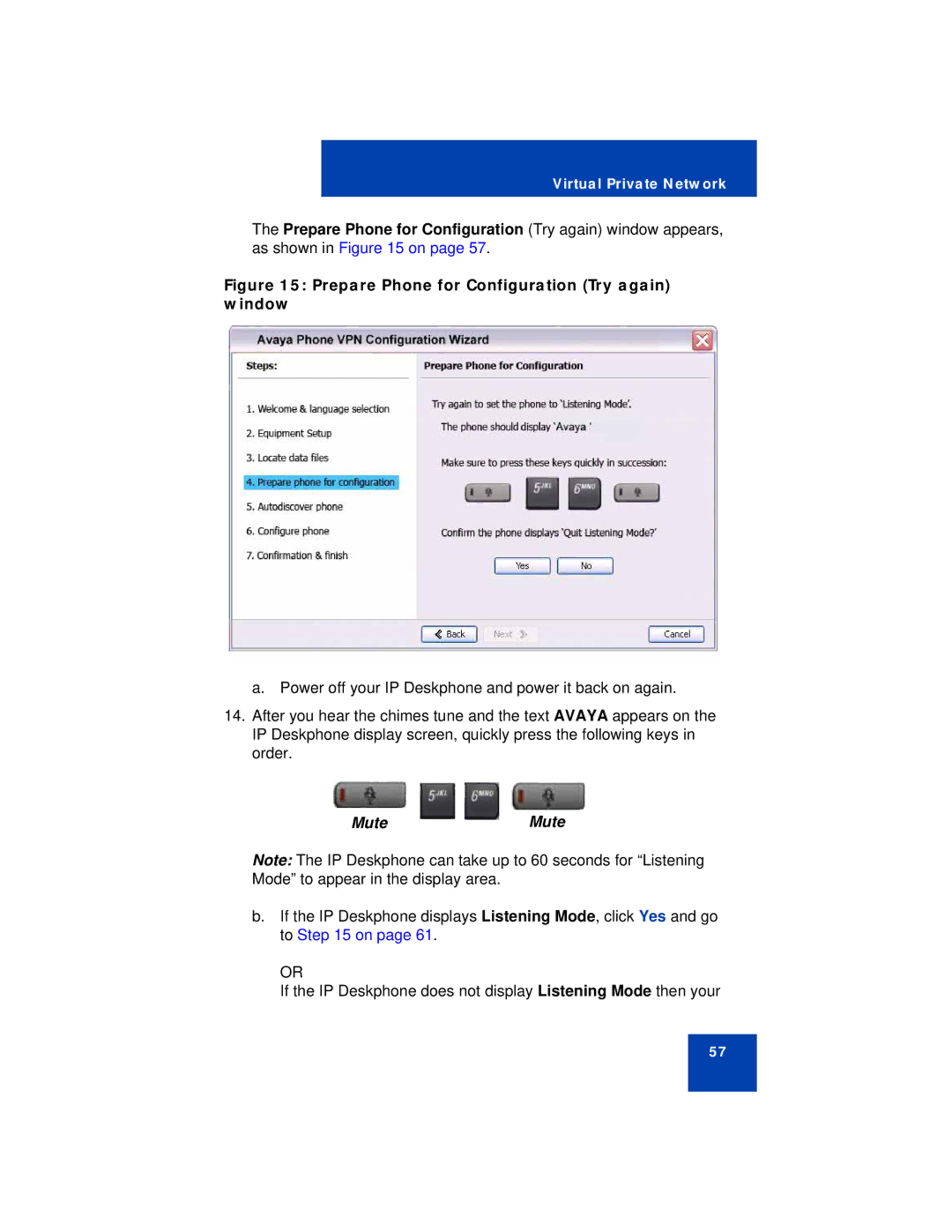 Avaya 1140E manual Prepare Phone for Configuration Try again window 