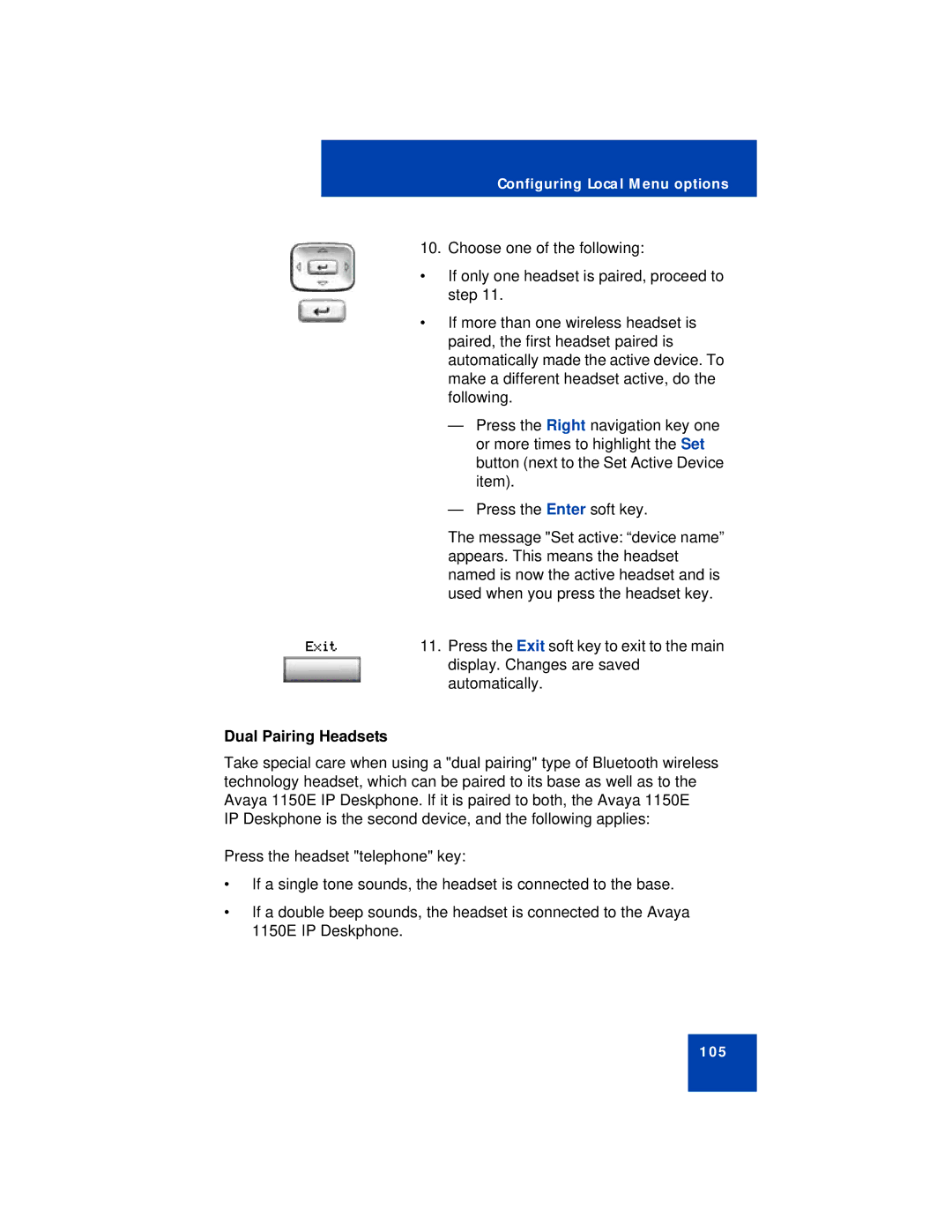 Avaya 1150E manual Dual Pairing Headsets 