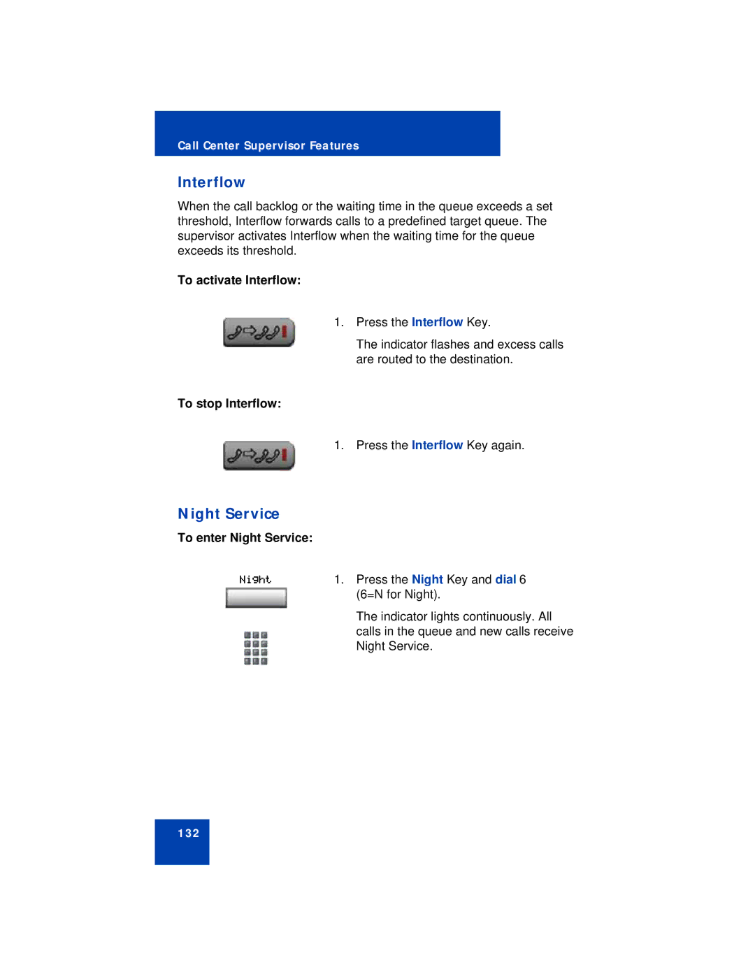 Avaya 1150E manual To activate Interflow, To stop Interflow, To enter Night Service 