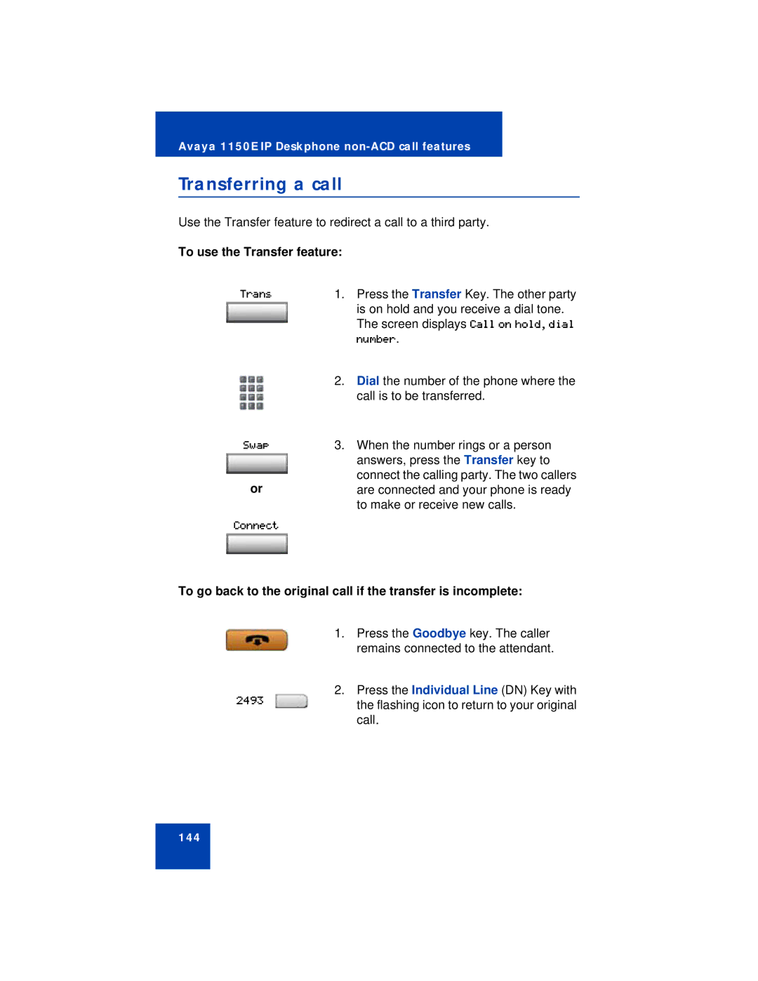 Avaya 1150E manual Transferring a call, To use the Transfer feature 